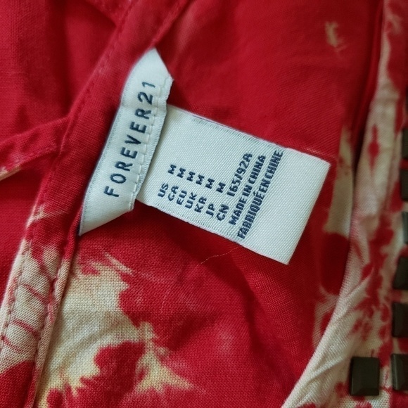 Forever 21 tie dye style top metal decorations & Criss cross open back Size M - Picture 9 of 11